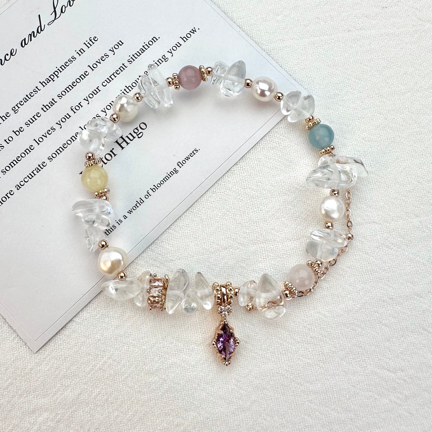 Pearl & White Crystal Candy Bracelet