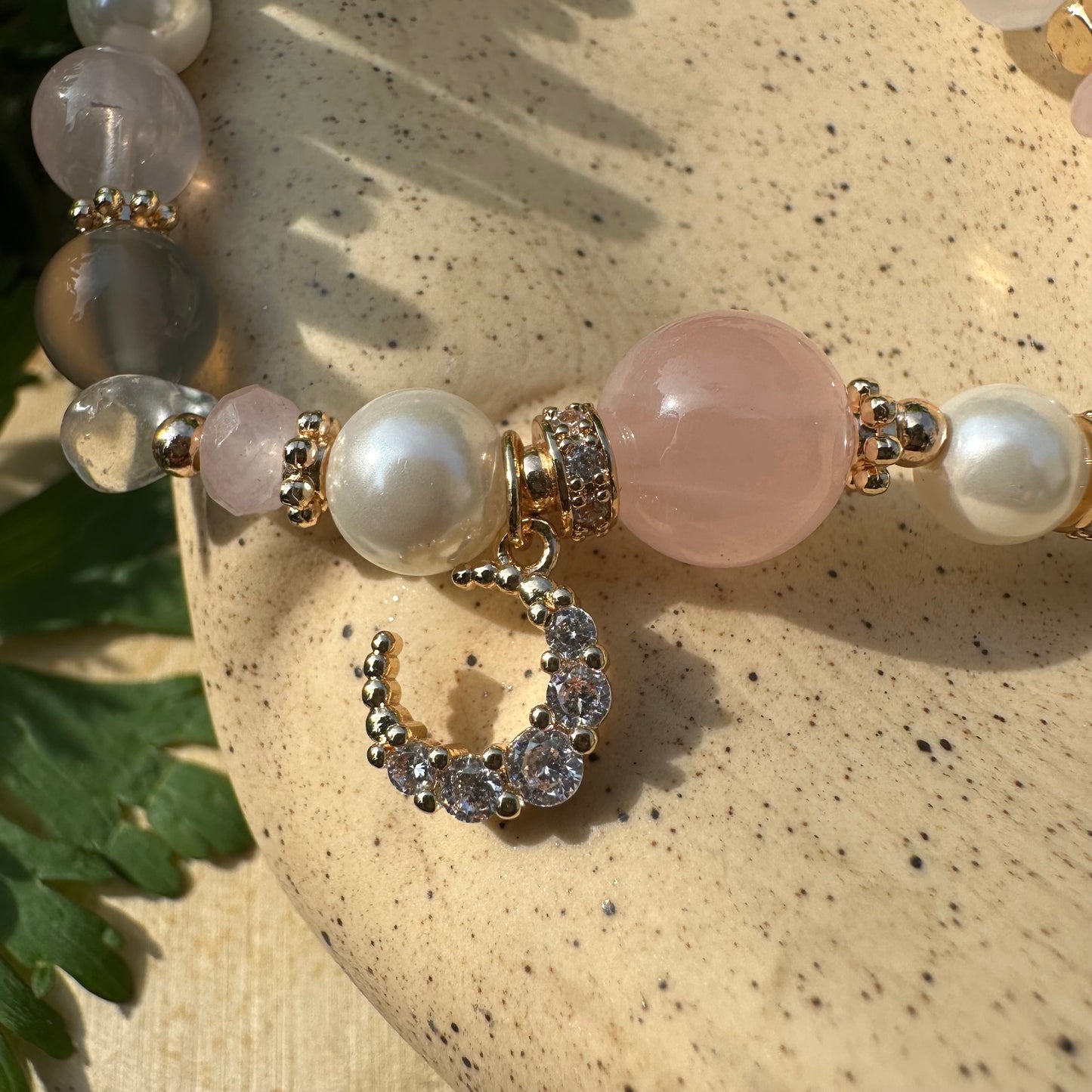 Rose Quartz Chip & Pearl Bracelet