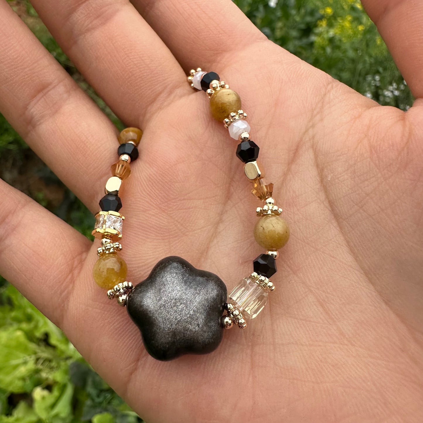 Tiger’s Eye Beaded Bracelet with Star Charm