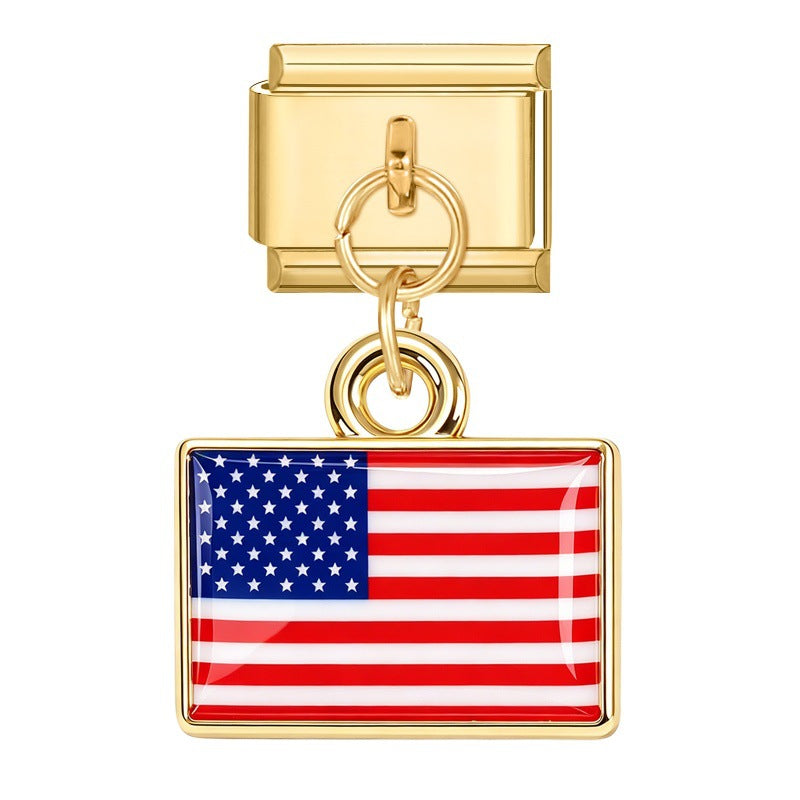 Gold Bottom Pendant - American Flag