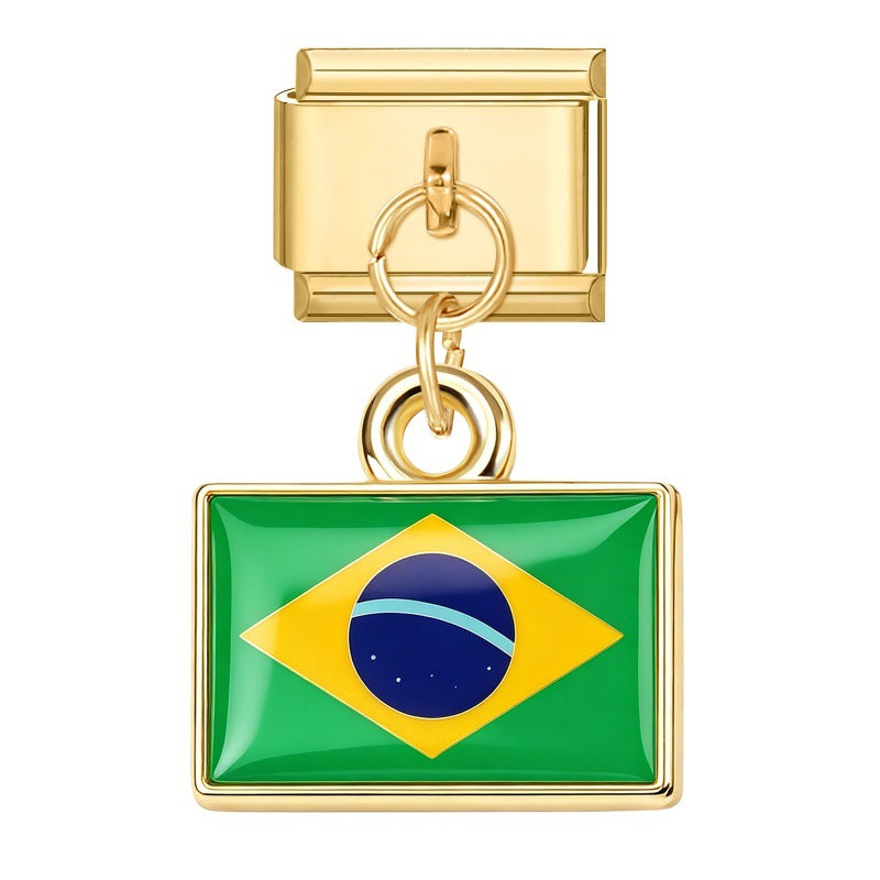 Gold Pendant - Brazilian Flag