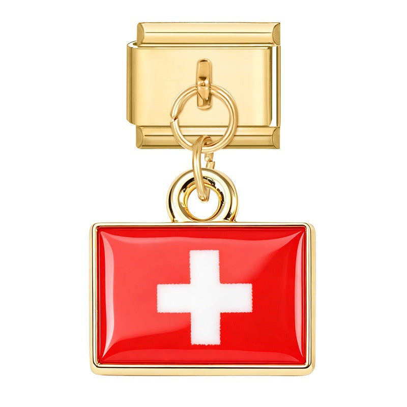 Gold Pendant - Swiss Flag