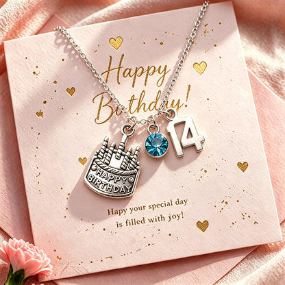 14th Birthday Gift for Daughter, Granddaughter or Niece, Personalized Birthstone Charm Necklace