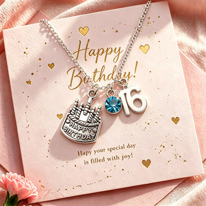 16th Birthday Gift for Daughter, Granddaughter or Niece, Personalized Birthstone Charm Necklace