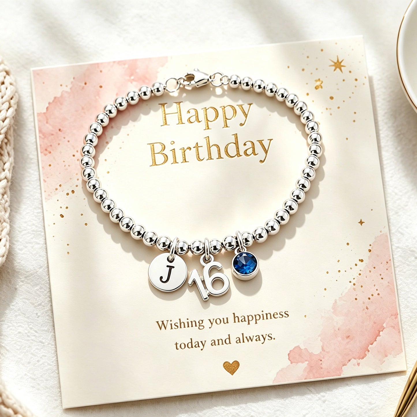 16th Birthday Gift for Girls, Minimalist Bead Ball Bracelet Silver Milestone Jewelry for Girls