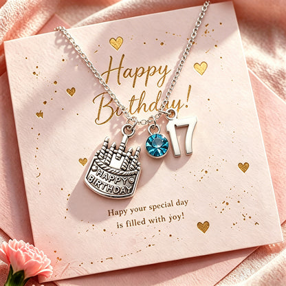 17th Birthday Gift for Daughter, Granddaughter or Niece, Personalized Birthstone Charm Necklace