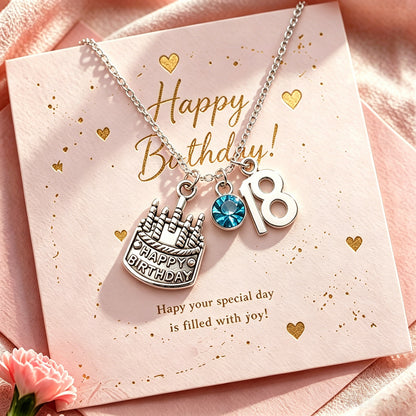 18th Birthday Gift for Daughter, Granddaughter or Niece, Personalized Birthstone Charm Necklace