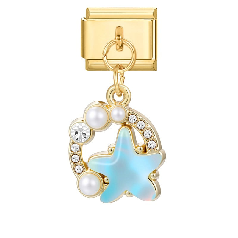 Gold Pendant - Blue Pentagram