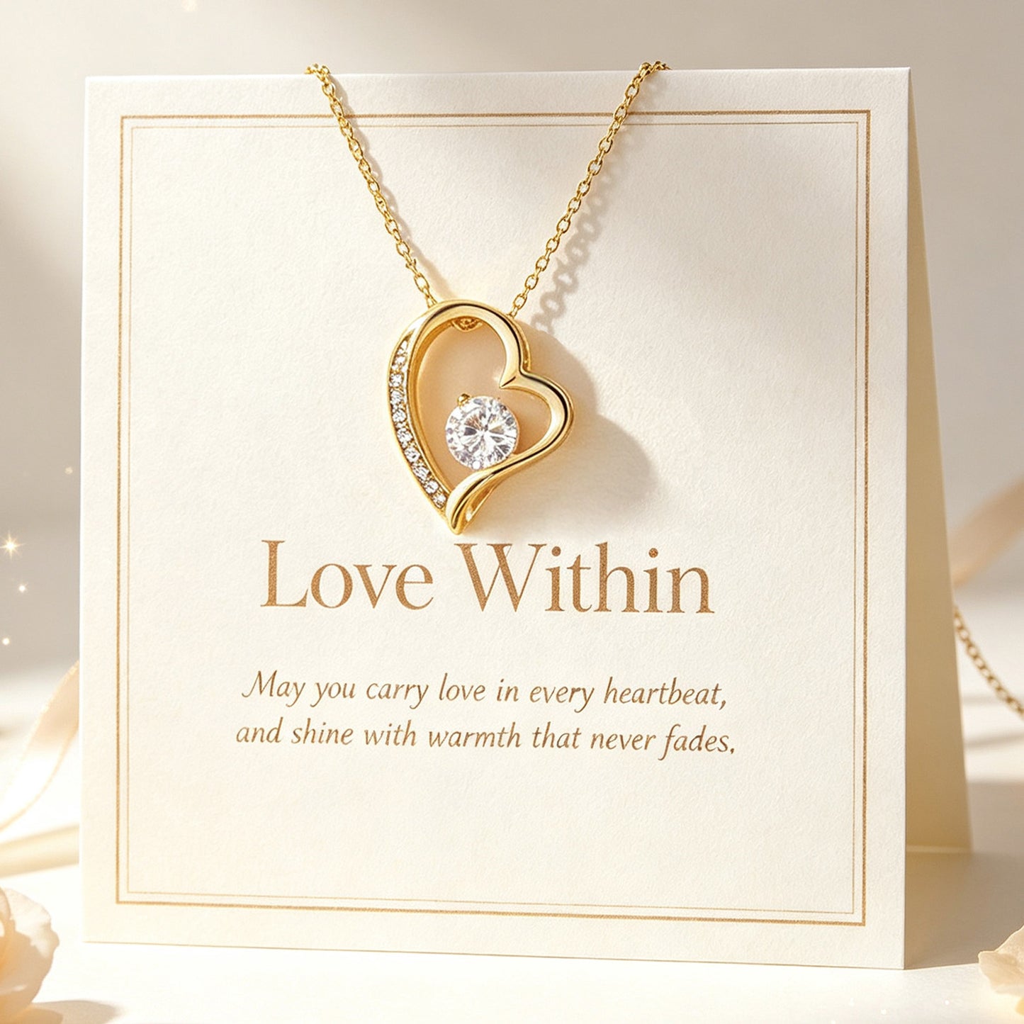 To My Wife Heart Necklace, Romantic Love Jewelry Gift with Message Card