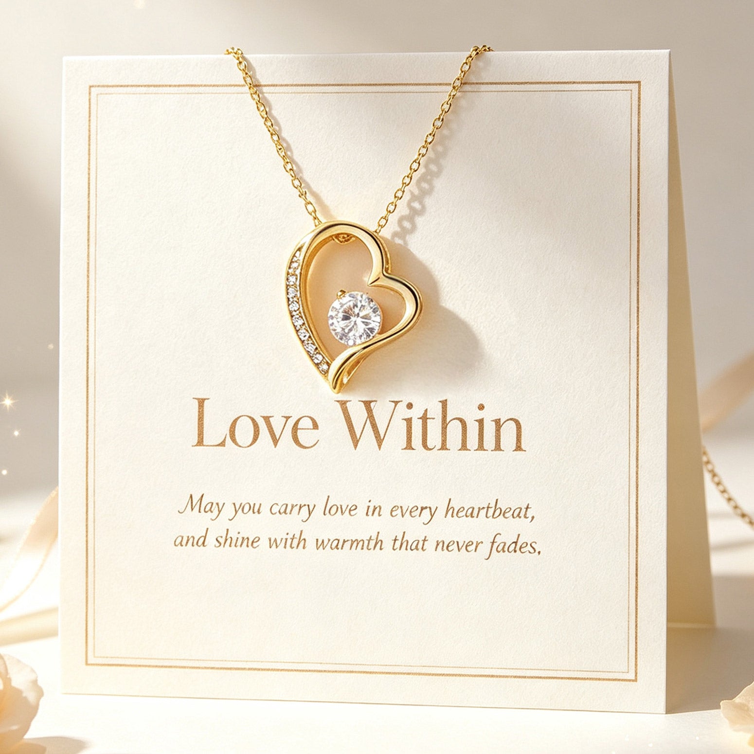 To My Wife Heart Necklace, Romantic Love Jewelry Gift with Message Card