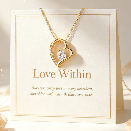 To My Wife Heart Necklace, Romantic Love Jewelry Gift with Message Card
