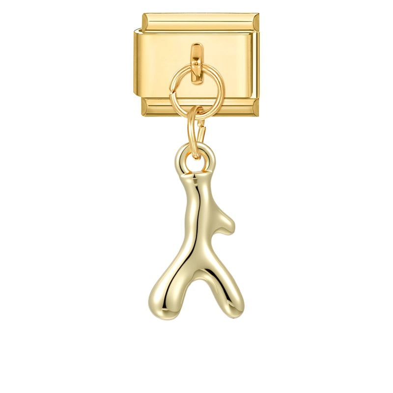 Gold Bottom Pendant - Coral