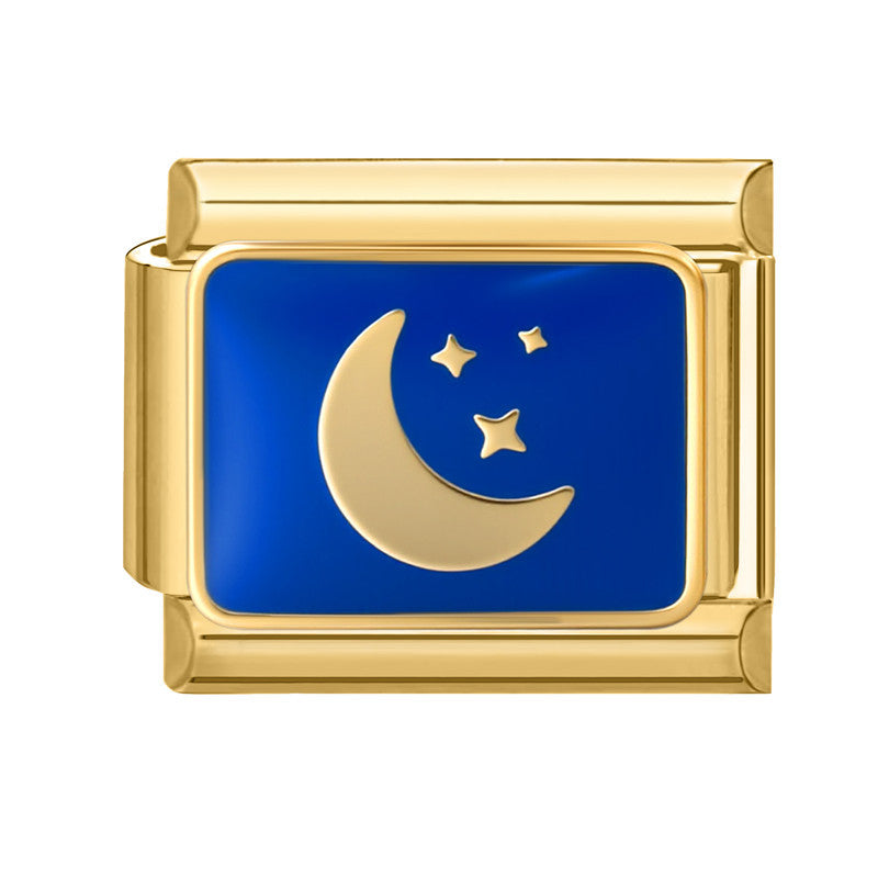 Golden Blue Star Moon-3 / 1 * 0.9cm [out Of Stock Minimum Order Of 100]