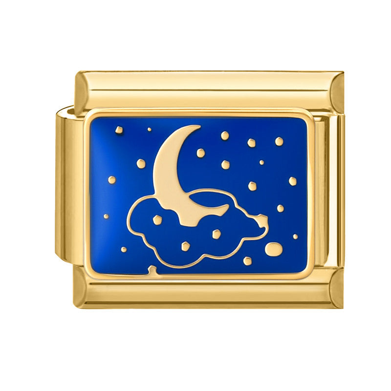 Gold Bottom Blue Star Moon-21 / 1 * 0.9cm [out Of Stock Minimum Order Of 100]