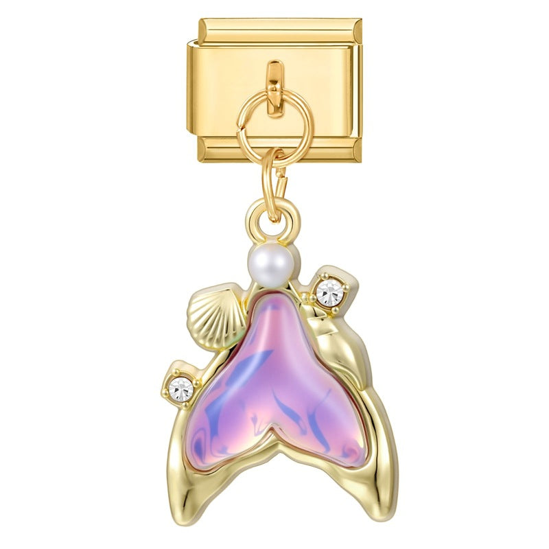 Gold Bottom Pendant - Purple Fish Tail