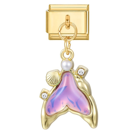 Gold Bottom Pendant - Purple Fish Tail