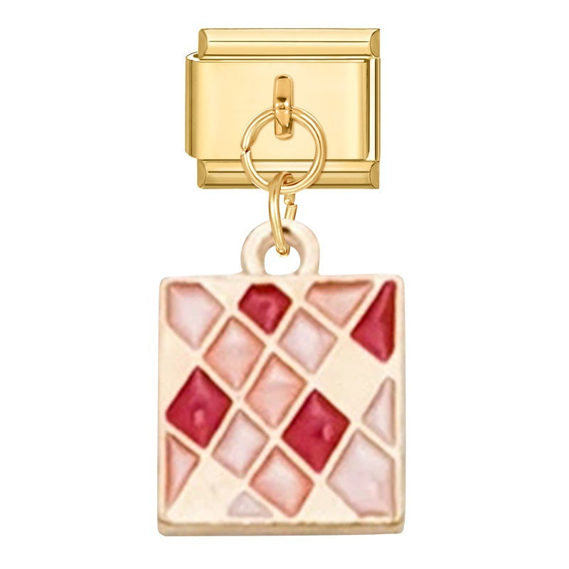 Gold Bottom Pendant - Square 1 / 1 * 0.9cm (for Out-of-stock Products, You Can Contact Customer Service To Confirm Whether They Are In Stock)
