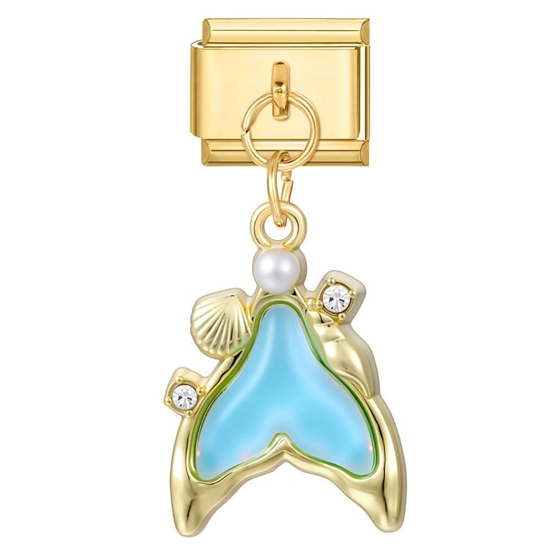 Gold Bottom Pendant - Blue Fishtail
