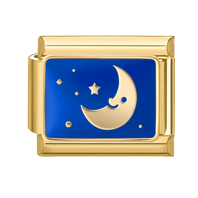 Gold Bottom Blue Star Moon-17 / 1 * 0.9cm [out Of Stock Minimum Order Of 100]