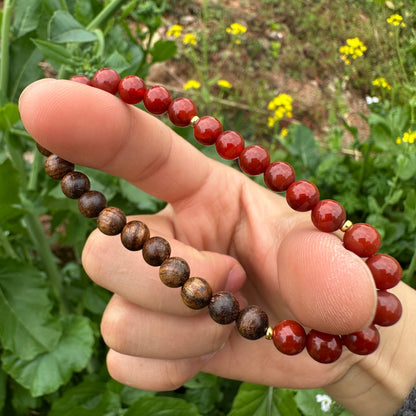 Agarwood and Red Agate Bracelet