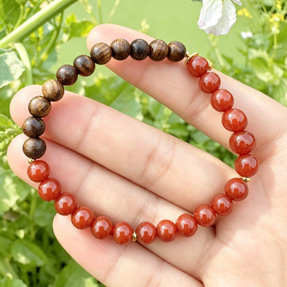 Agarwood and Red Agate Bracelet