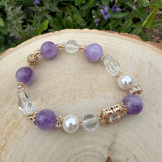 Amethyst Pearl Beaded Bracelet