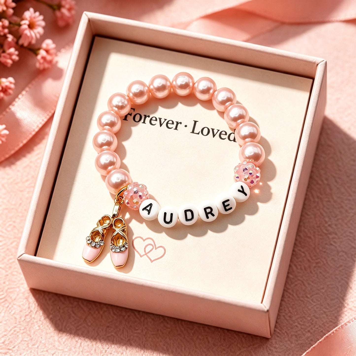 Ballet name bracelet girls ballerina jewelry pink purple blue white red