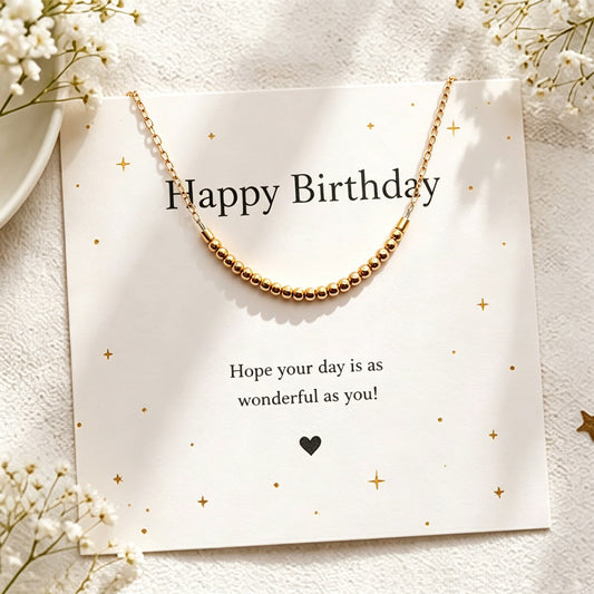 Birthday Gift for Girls, Personalized Age Necklace, Rose Gold Beaded Jewelry for Daughter or Granddaughter
