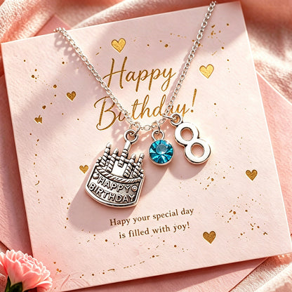 Birthday Gift for Girls, Personalized Birthstone Charm Necklace