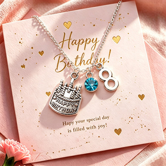 Birthday Gift for Girls, Personalized Birthstone Charm Necklace, Silver Jewelry Gift for Daughter, Granddaughter or Niece