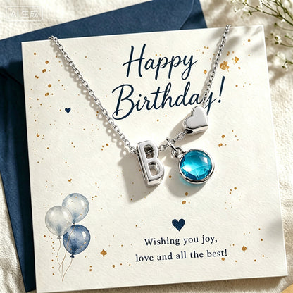 Personalized Initial Birthstone Necklace for Girls, Dainty Letter Jewelry Gift