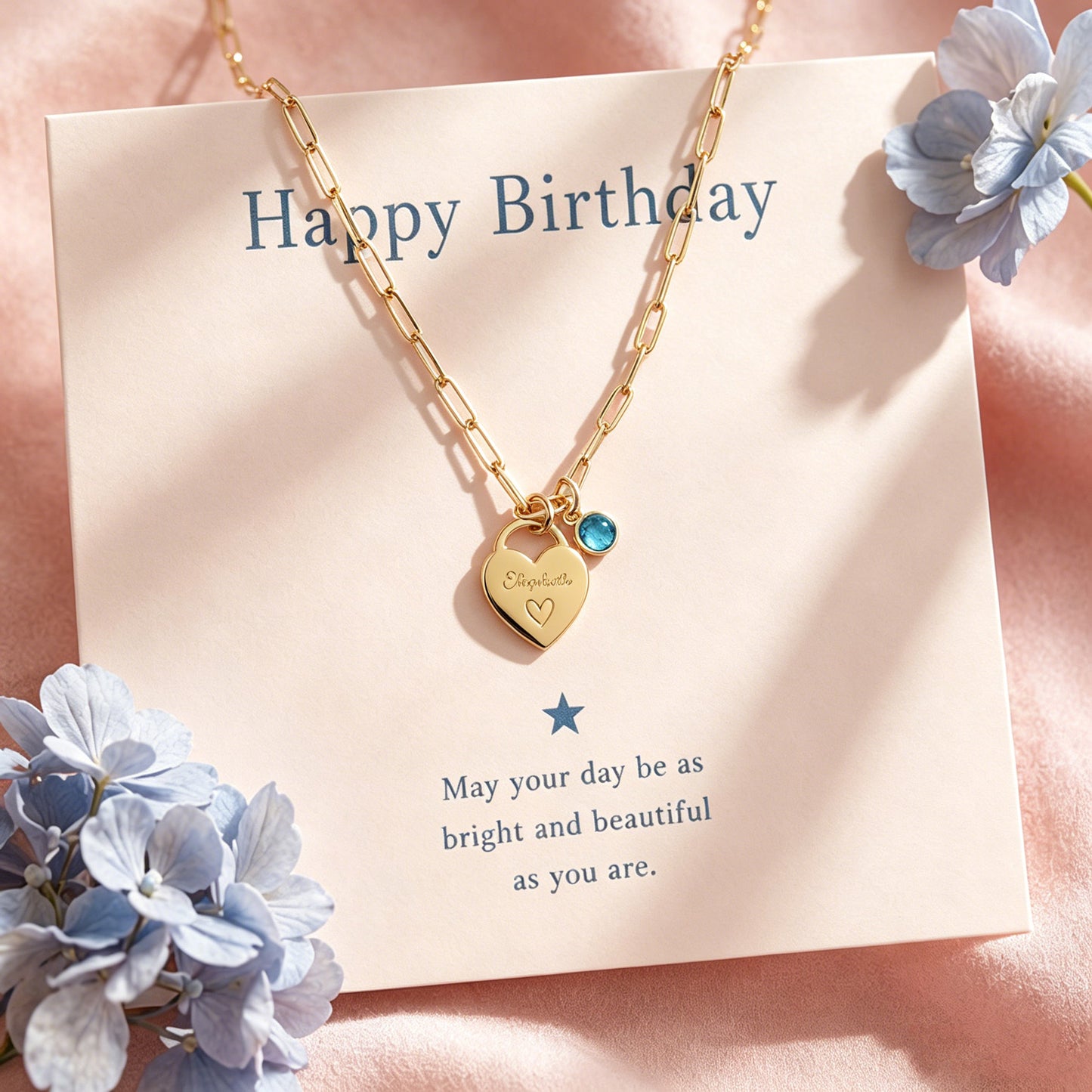 Birthday Gift for Girls, Personalized Name & Birthstone Heart Necklace, Custom Engraved Kids Jewelry for Little Girls