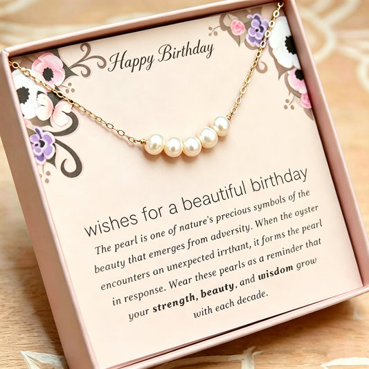 Birthday Gift for Her, Freshwater Pearl Necklace in Sterling Silver or Gold Filled, Elegant Classic Pearl Jewelry with Gift Card