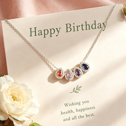 Birthday Gift for Mom, Personalized Family Birthstone Necklace