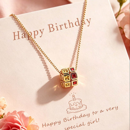 Birthday Gift for Girls, Personalized Circle Birthstone Necklace