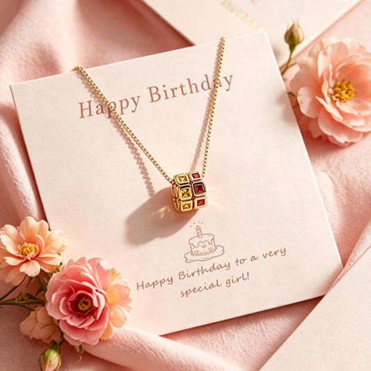Birthday Gifts for Girls, Personalized Circle Birthstone Necklace, Custom Jewelry for Daughter, Granddaughter or Niece