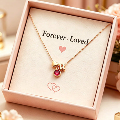 Children's Initial Birthstone Necklace, Personalized Flower Girl Jewelry Gift