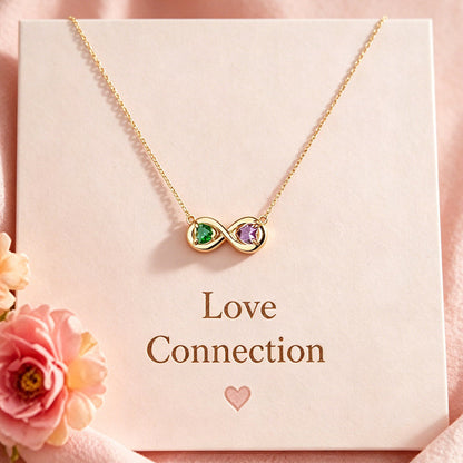 Romantic Infinity Heart Birthstone Necklace, 14K Gold Jewelry Gift for Wife