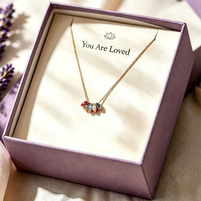 Personalized Family Birthstone Necklace, Mom & Grandma Gift