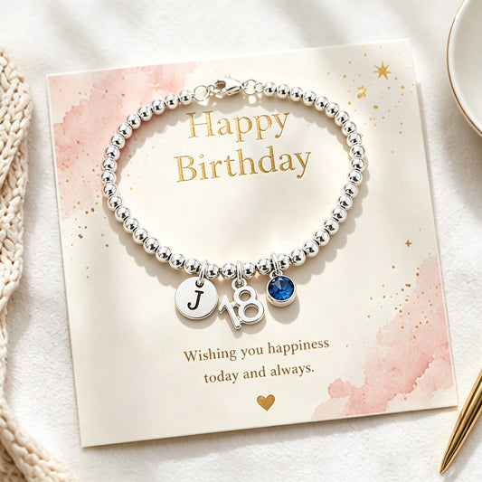 Minimalist Bead Ball Bracelet, Birthday Gift for Her, Sterling Silver Milestone Jewelry for Women and Girls