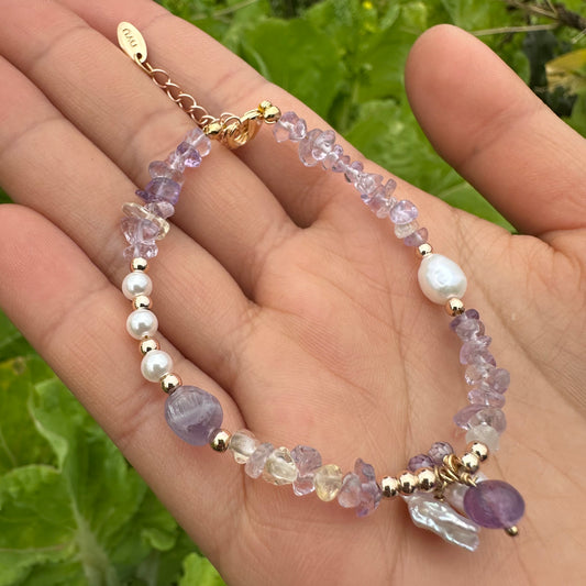 Natural Pearl Purple Grit Bracelet
