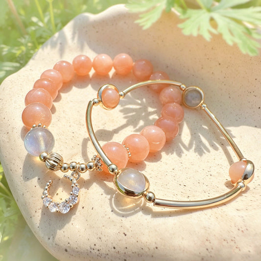 Orange Moonstone Double Layer Bracelet