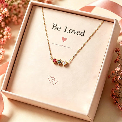 Christmas Gift for Mom, 14K Gold Family Birthstone Necklace