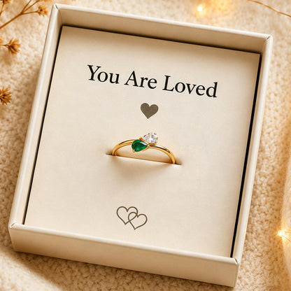 Personalized Teardrop Birthstone Ring, Minimalist Family Gemstone Jewelry