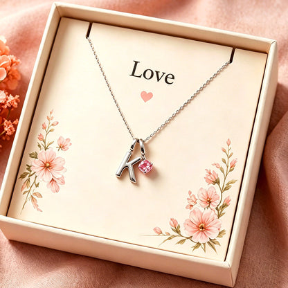 Personalized Kids Initial Birthstone Necklace, 14K Gold Plated Jewelry Gift for Girls