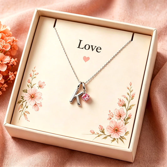 Personalized Kids Birthstone Necklace with Initial - Custom 14K Gold Thick Plated Jewelry, Safe Birthday Gift for Daughter/Girls
