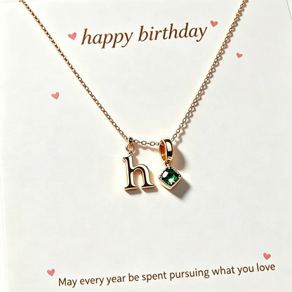 Birthday Gift for Girls, Personalized Initial Birthstone Necklace for Daughter or Granddaughter