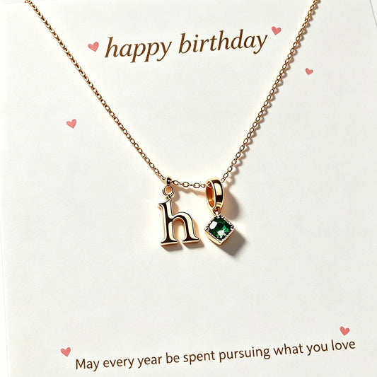 Birthday Gift for Girls, Personalized Initial Birthstone Necklace for Daughter or Granddaughter