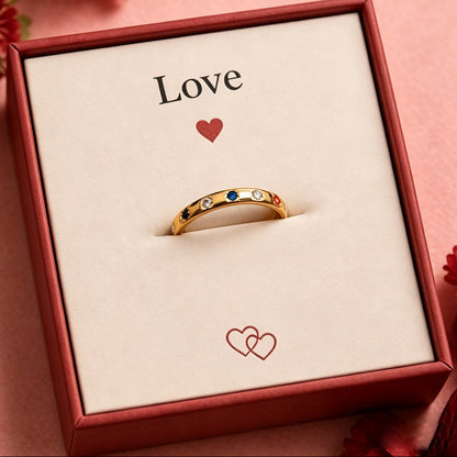 Personalized Family Birthstone Star Ring, Gold Plated Stackable Ring