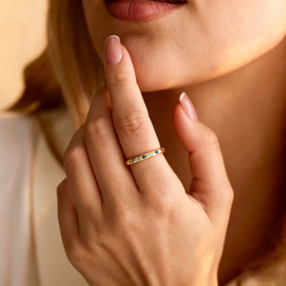 Personalized Family Birthstone Star Ring, Gold Plated Stackable Ring